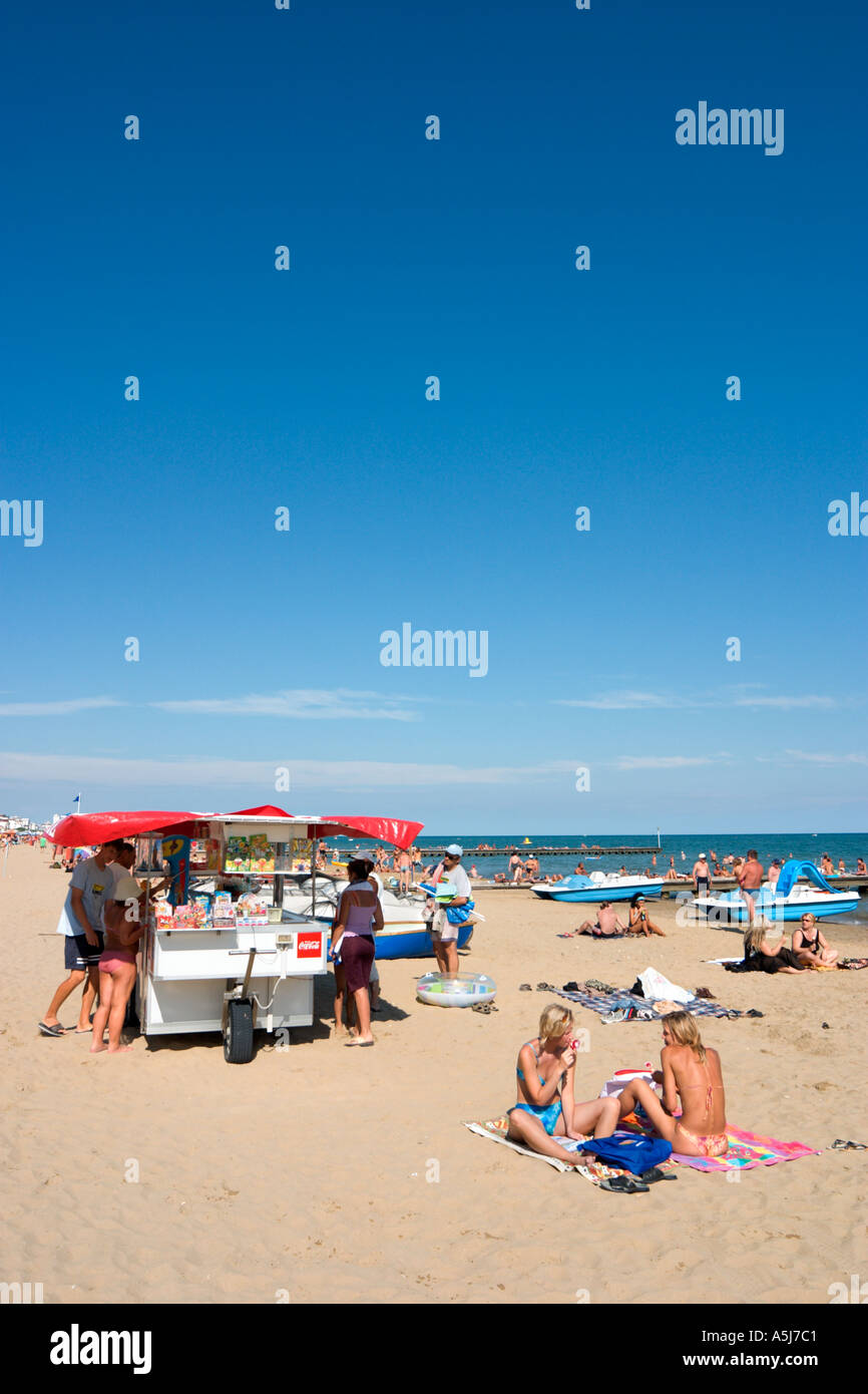 Spiaggia Lido de Jesolo, veneziana Riviera, Italia Foto Stock