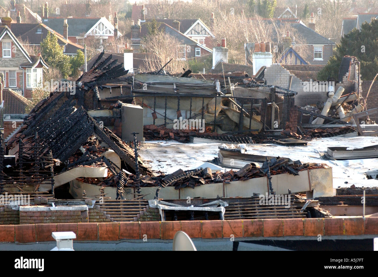 Fire proprietà danneggiata, London REGNO UNITO Foto Stock