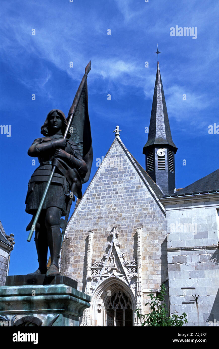 Jeanne d' arco e l'Eglise a Ste Catherine de Fierbois Foto Stock