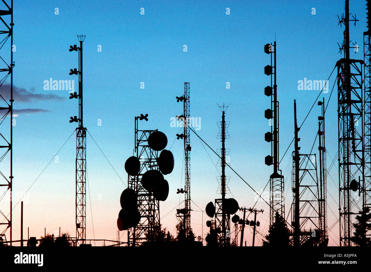 Un'antenna farm nel New Jersey Foto Stock