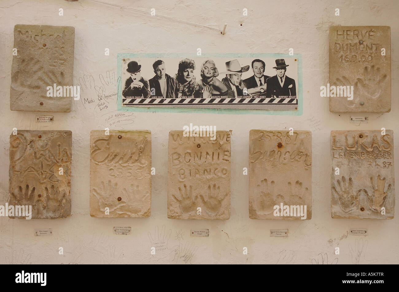 Dalt Vila, Hotel El Corsario, impronte digitali di persone famose, Eivissa Vila, Ibiza, Isole Baleari Spagna, Europa Foto Stock