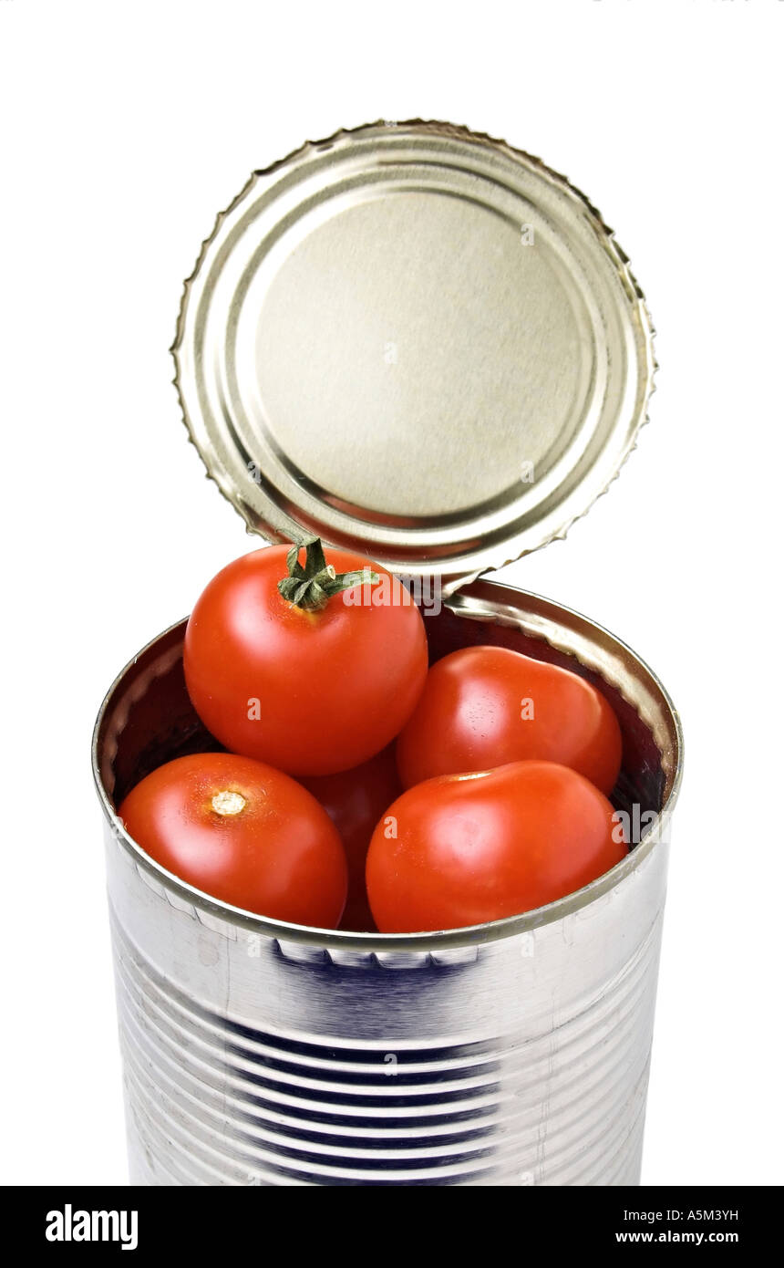 Tracce di ruggine può di pomodorini Foto Stock