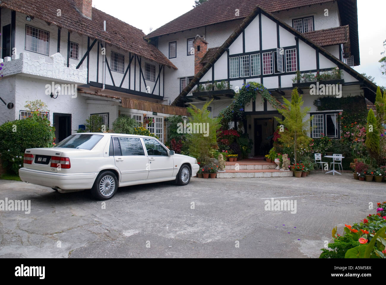 Il vecchio hotel in stile inglese The Smokehouse a Tanah rata nelle Cameron Highlands della Malesia Foto Stock