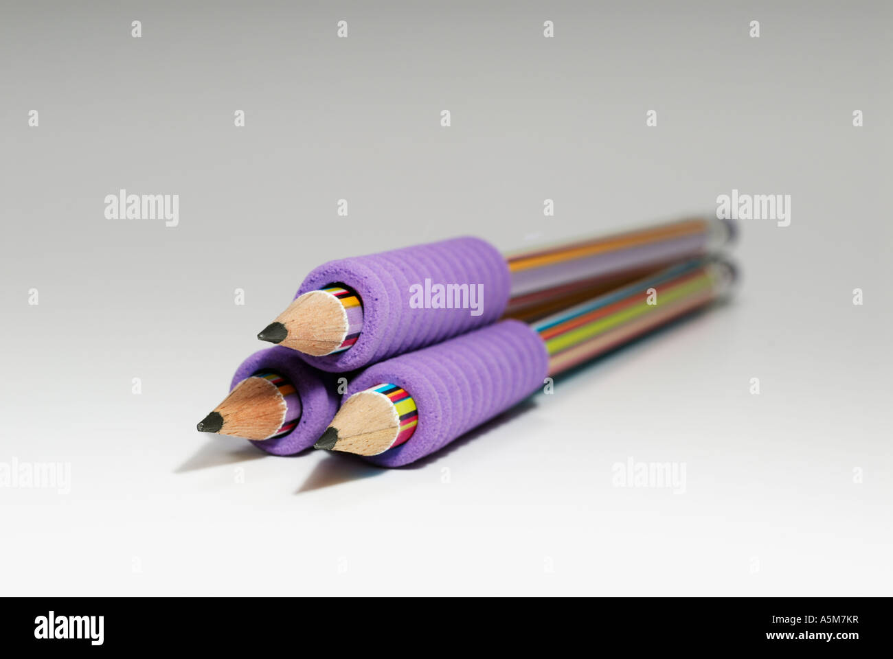 Tre derivazioni colorate matite Foto Stock
