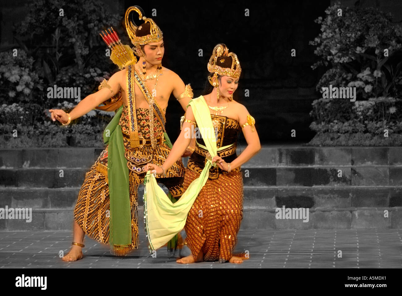 Ramayana dance BW Foto Stock