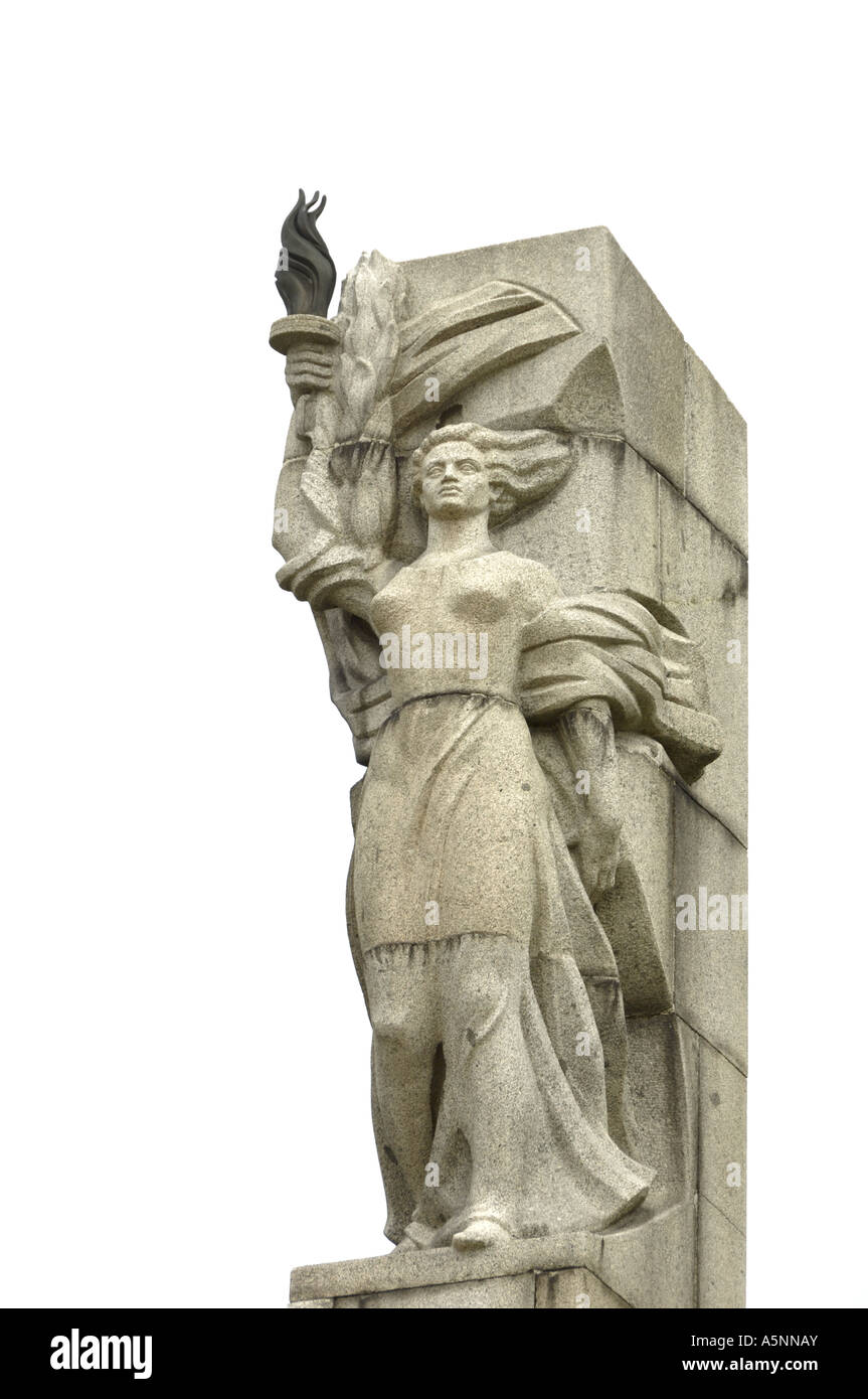 Scultura comunista 20 Yuli plaza Karlovo Bulgaria Foto Stock