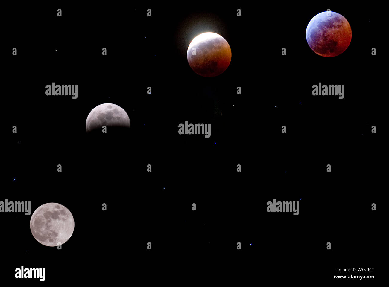 Fasi di un eclisse lunare, marzo 2007, da Wicklow, Irlanda Foto Stock