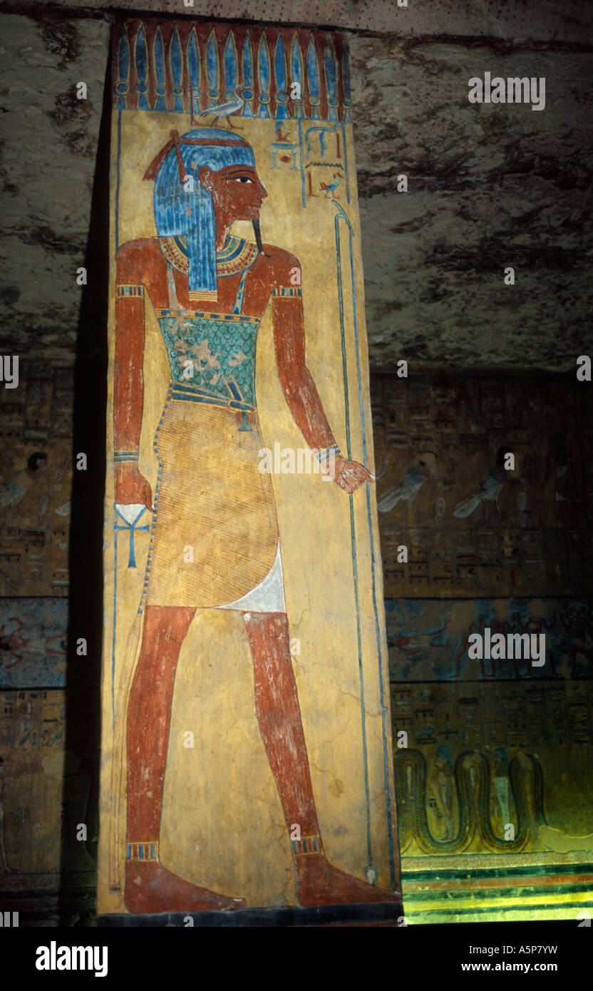 La verniciatura nella camera di sepoltura nella tomba di Sethnakht, Valle dei Re, Luxor, Egitto Foto Stock