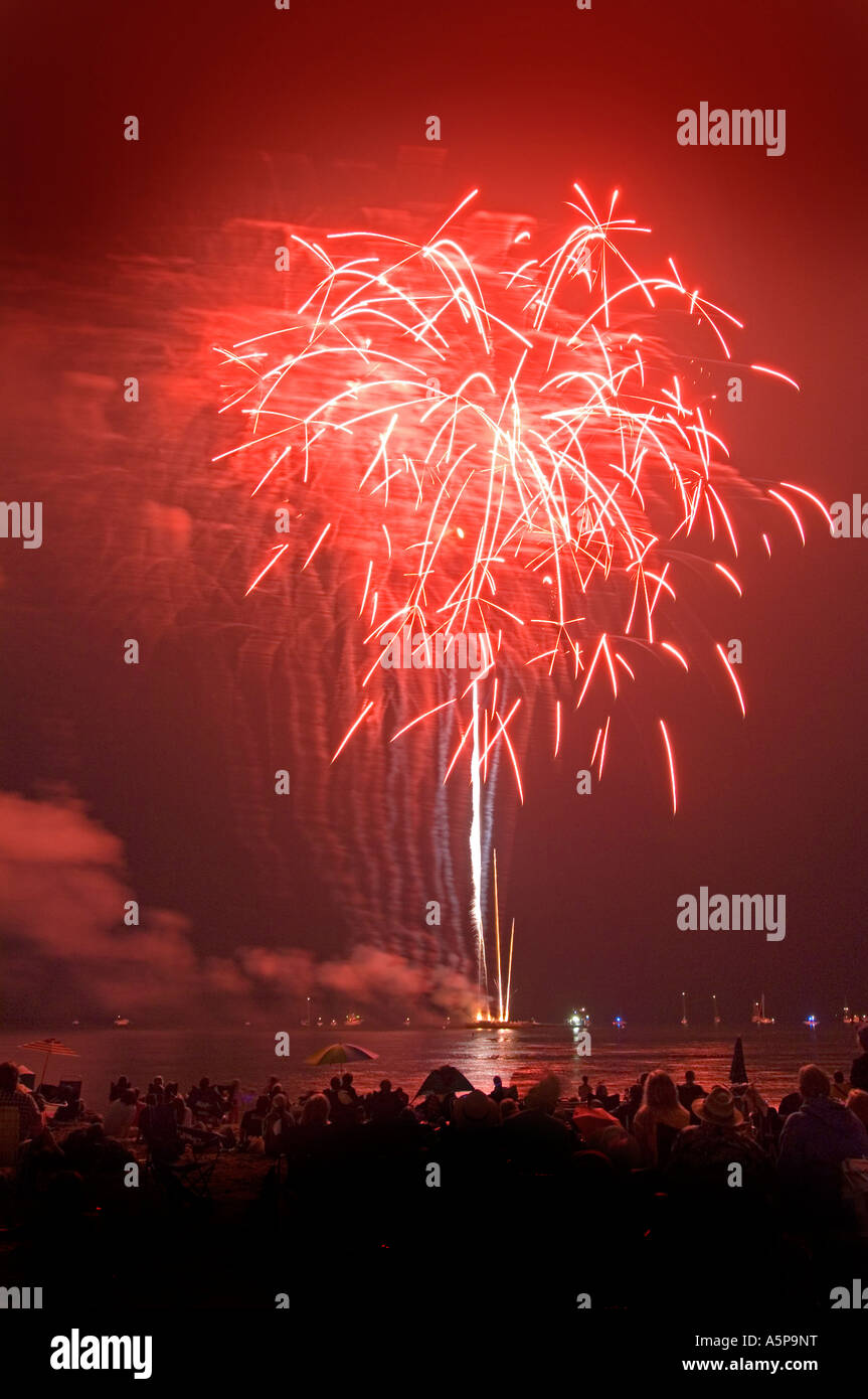 Fuochi d'artificio, Luglio 4th, Compo Beach, Westport, Ct. Stati Uniti d'America. Foto Stock