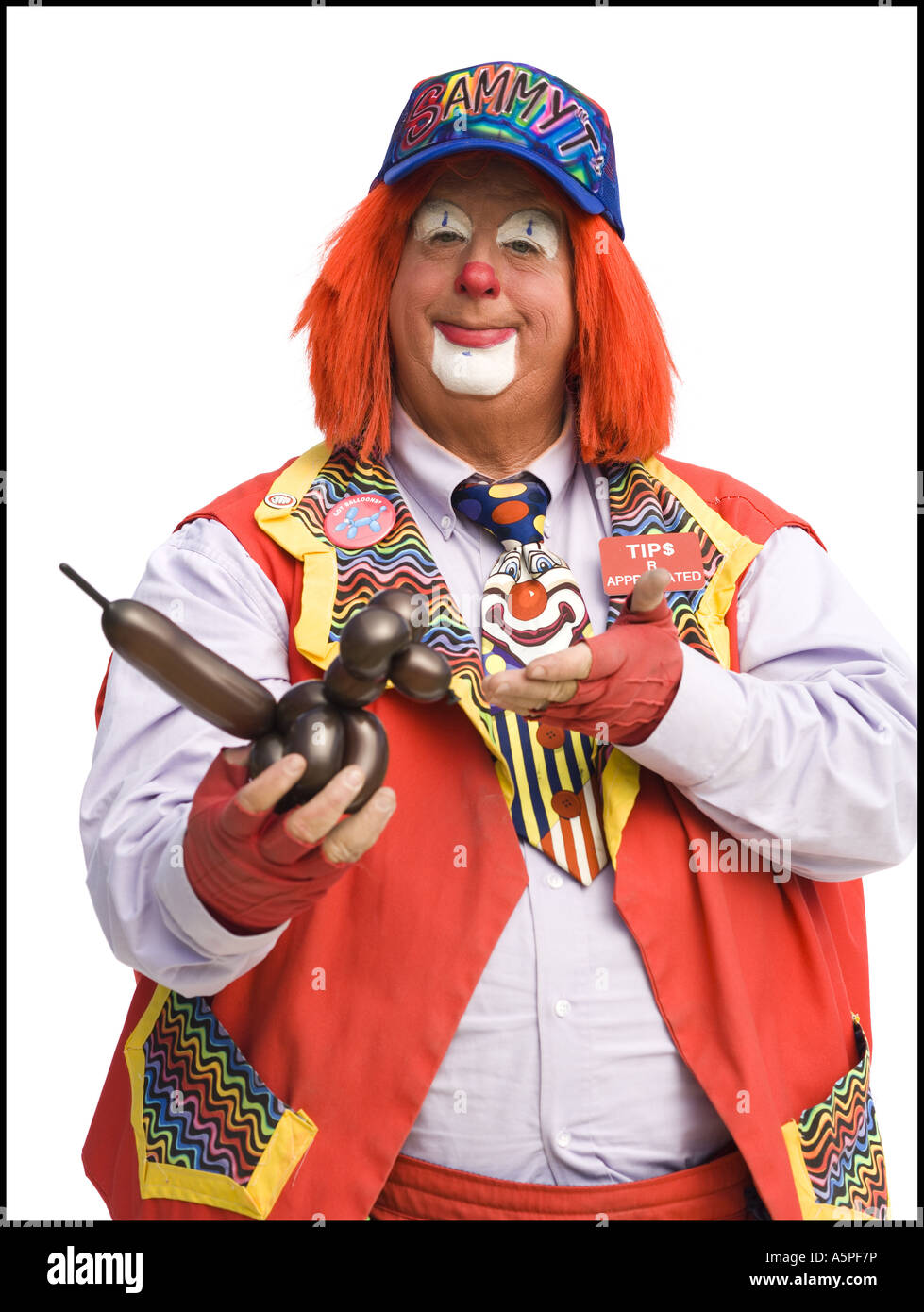 Clown con palloncino animale Foto Stock
