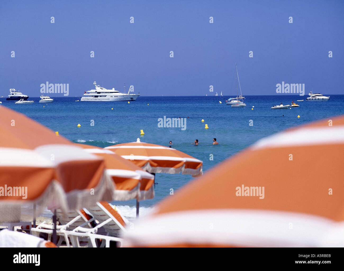 St Tropez Beach, vista diurna Foto Stock