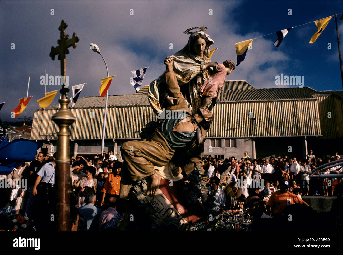 Il galiziano INDUSTRIA DELLA PESCA, CELEBRAZIONE DEI PESCATORI IL PATRONO "Nuestra Señora del Carmen', BUEU, Galizia, Spagna Foto Stock