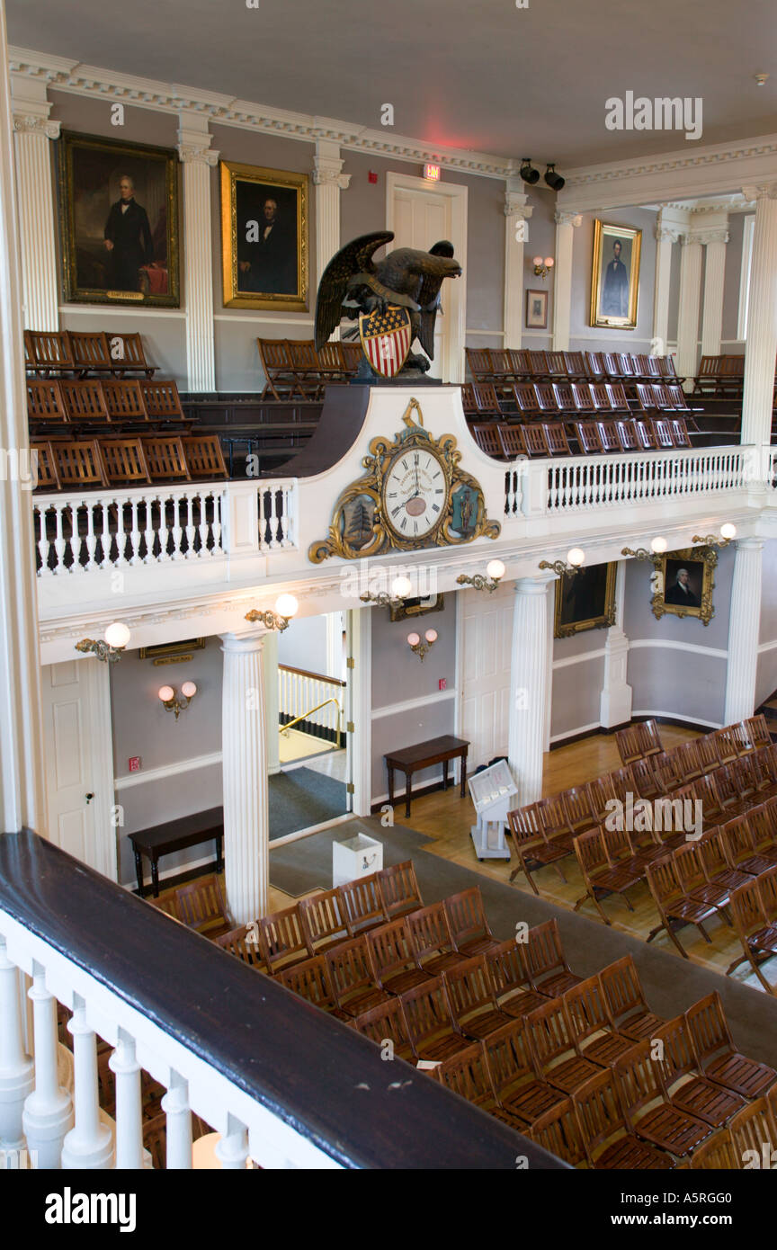 Interno del Faneuil Hall, Luogo di nascita di Liberty Boston Massachusetts Foto Stock