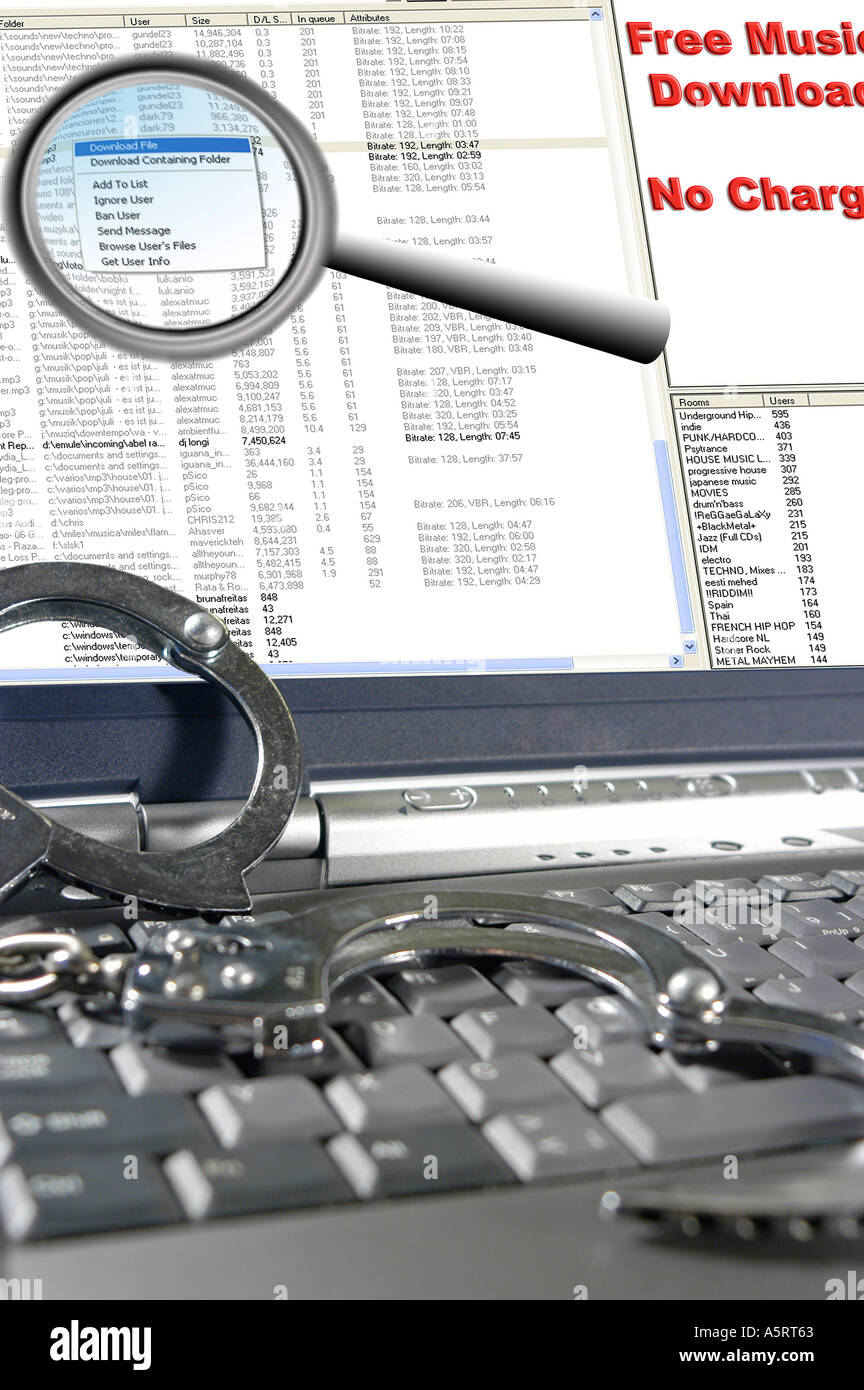 La criminalità Scambio di musica su Internet Foto Stock