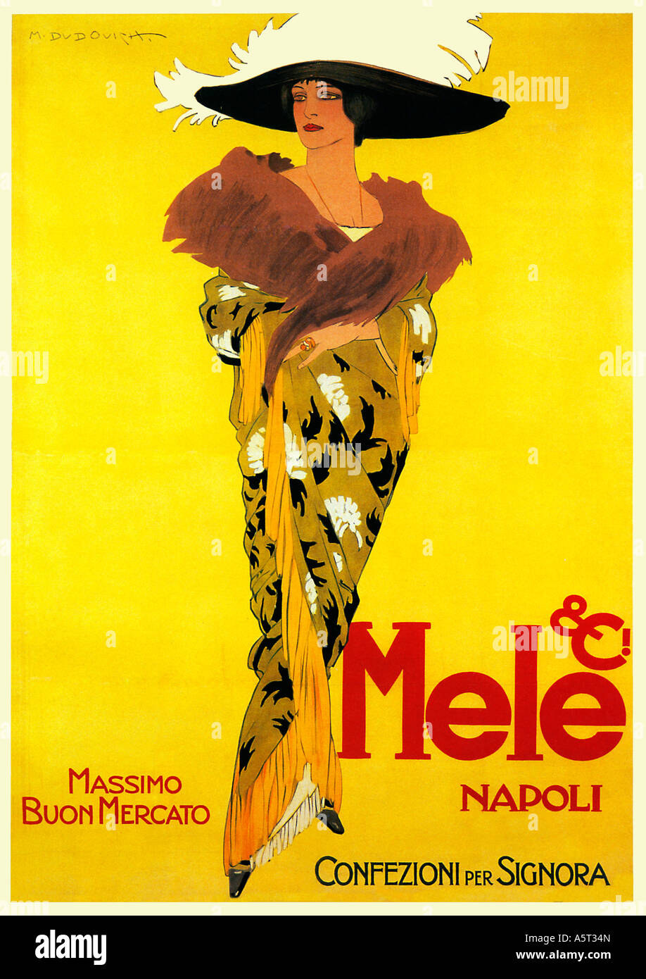 Mele 1913 poster Dudovitch per la casa di moda italiana in Napoli con un classico stile tardo liberty Foto Stock