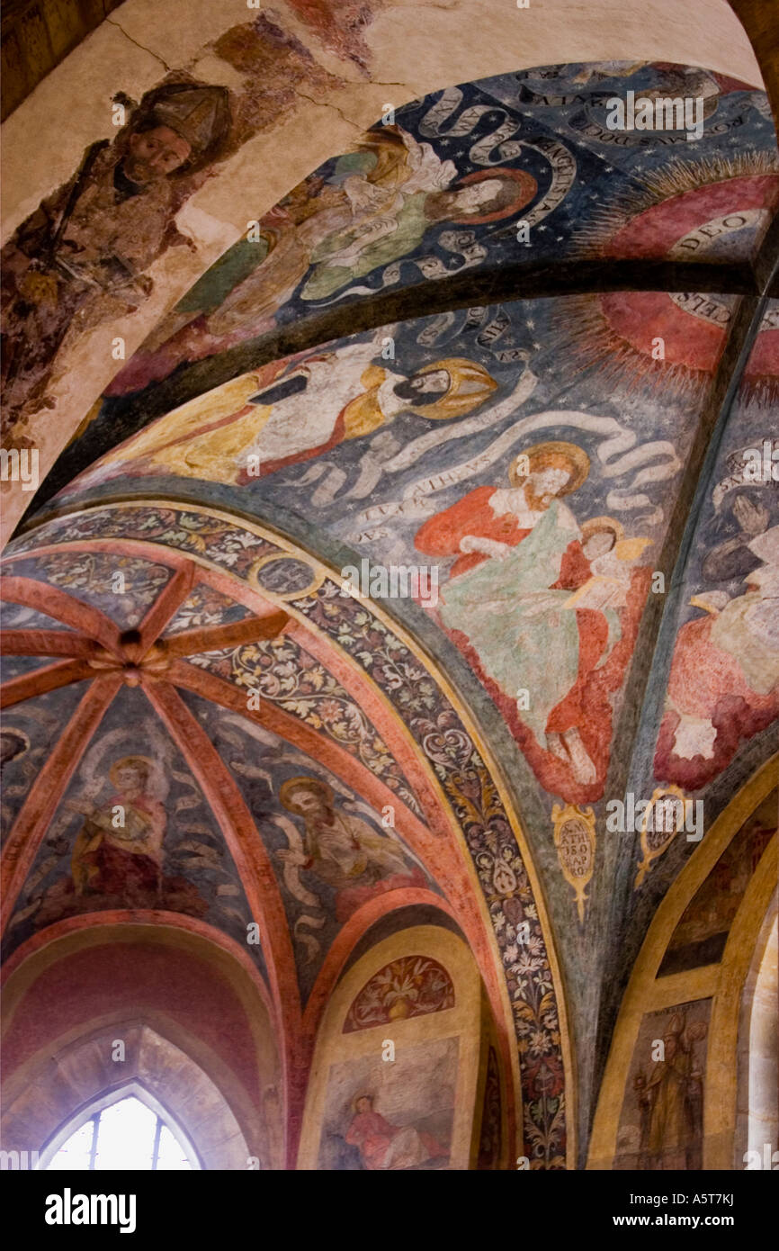 Murales su soffitto interno della Basilica di San Giorgio Il Castello di Praga Repubblica Ceca Europa orientale Foto Stock