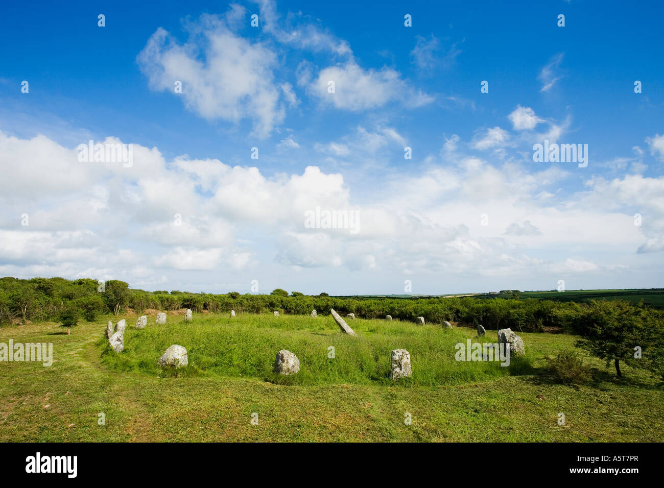 Boscawen onu Stone Circle West Penwith Cornwall Inghilterra UK Regno Unito GB Gran Bretagna Isole britanniche in Europa Foto Stock