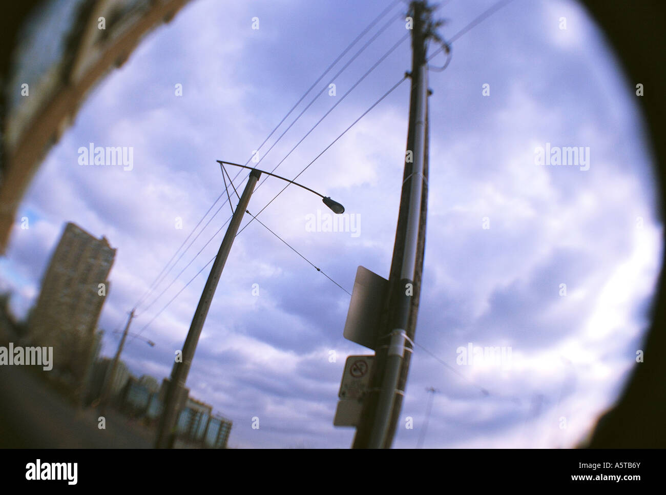 Fisheye colpo di lam posti sulla strada Foto Stock