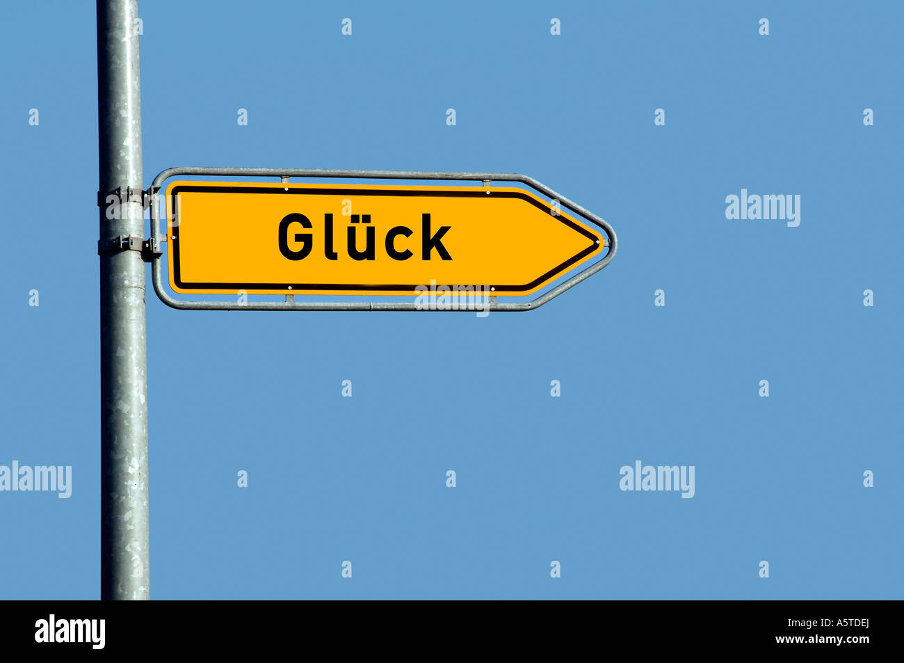 Segno Glück, la parola tedesca per fortuna Foto Stock