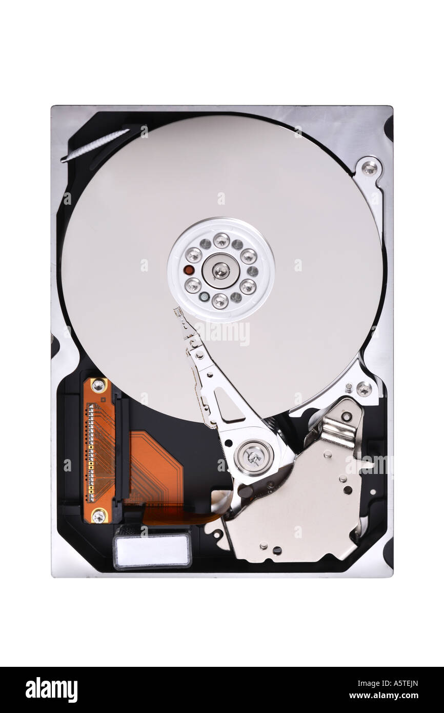 Unità disco rigido del computer ritagliata su sfondo bianco Foto Stock