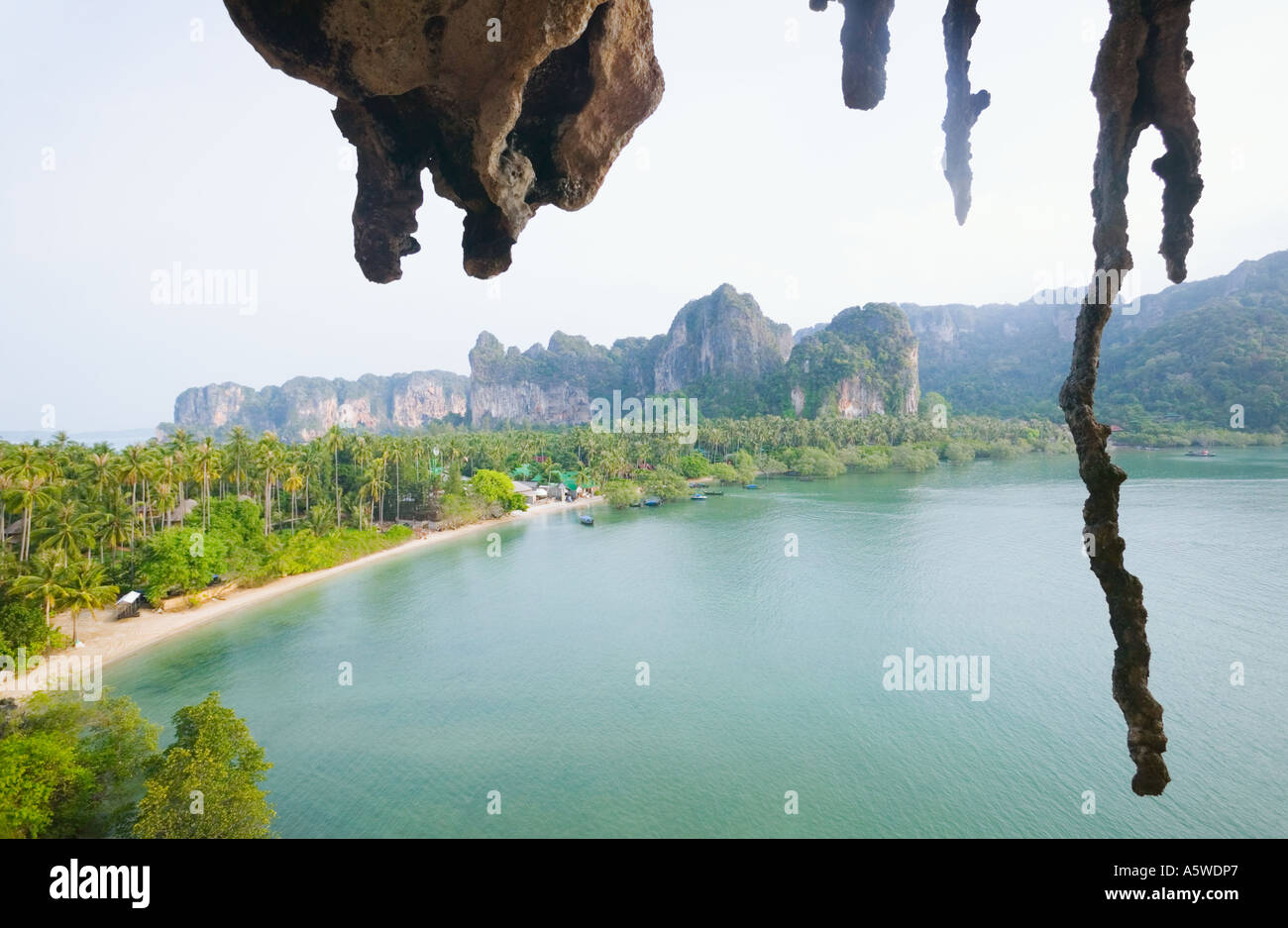 Stalattiti di calcare Railay Bay East Ao Railay Thailandia Foto Stock