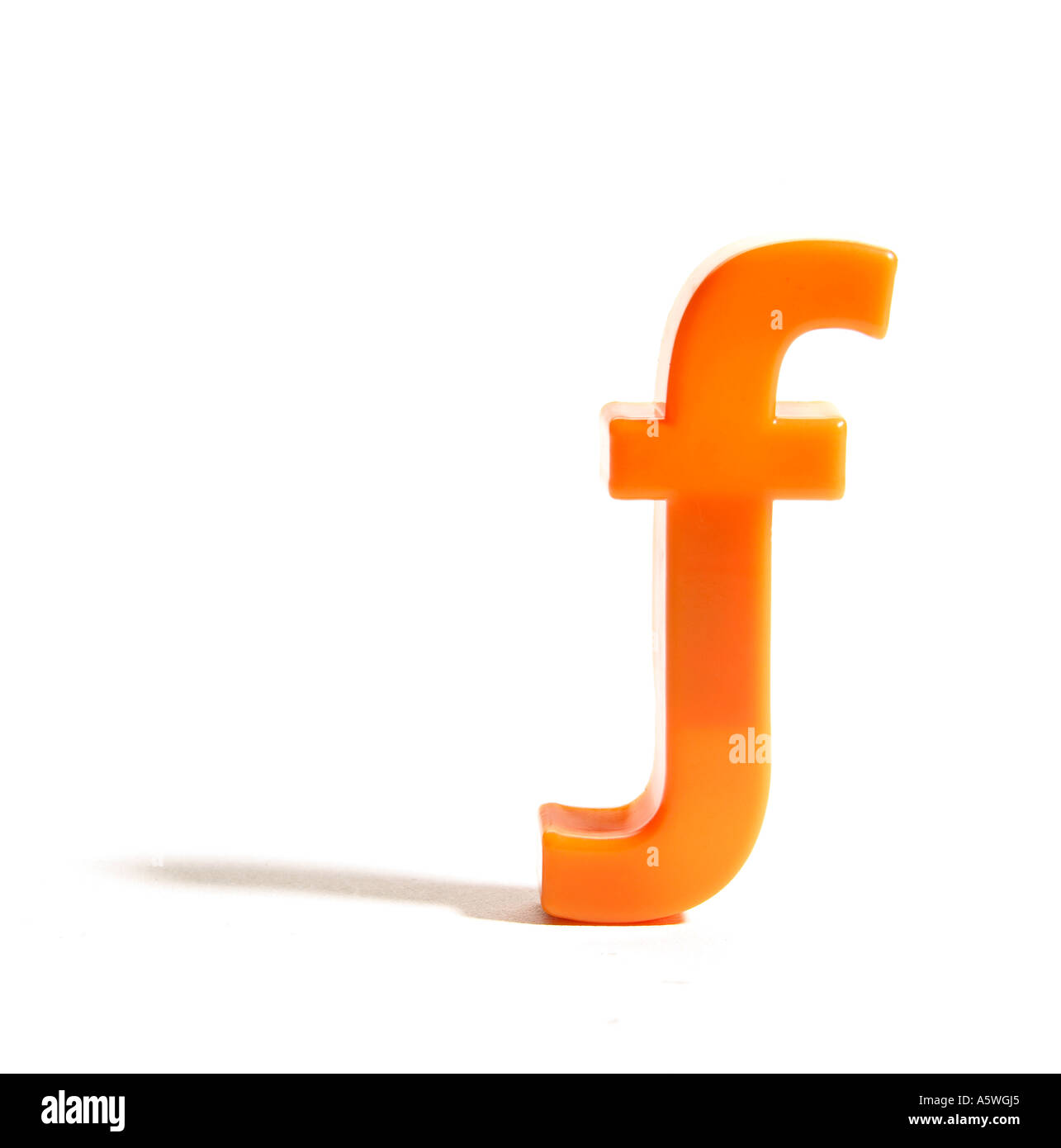 Un arancione lettera f frigo magnete Foto Stock
