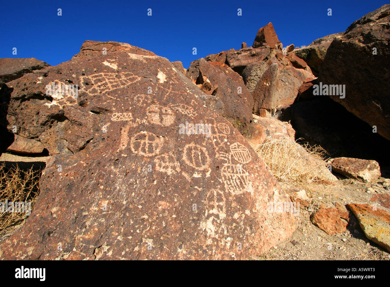 Il vescovo petroglifi Owens Valley, California Foto Stock
