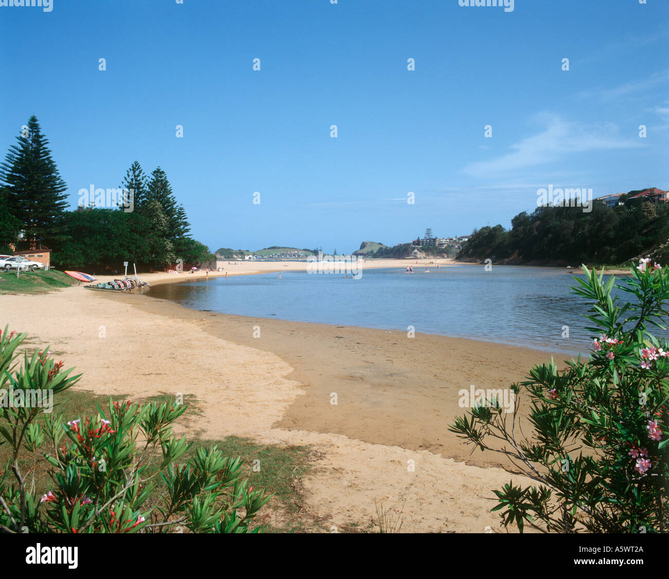 Sulla spiaggia di un ingresso in Terrigal, 90km a nord di Sydney, Nuovo Galles del Sud, Australia Foto Stock