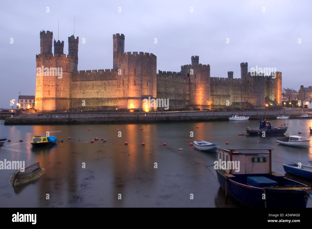 Caernarvon Castle wales Foto Stock