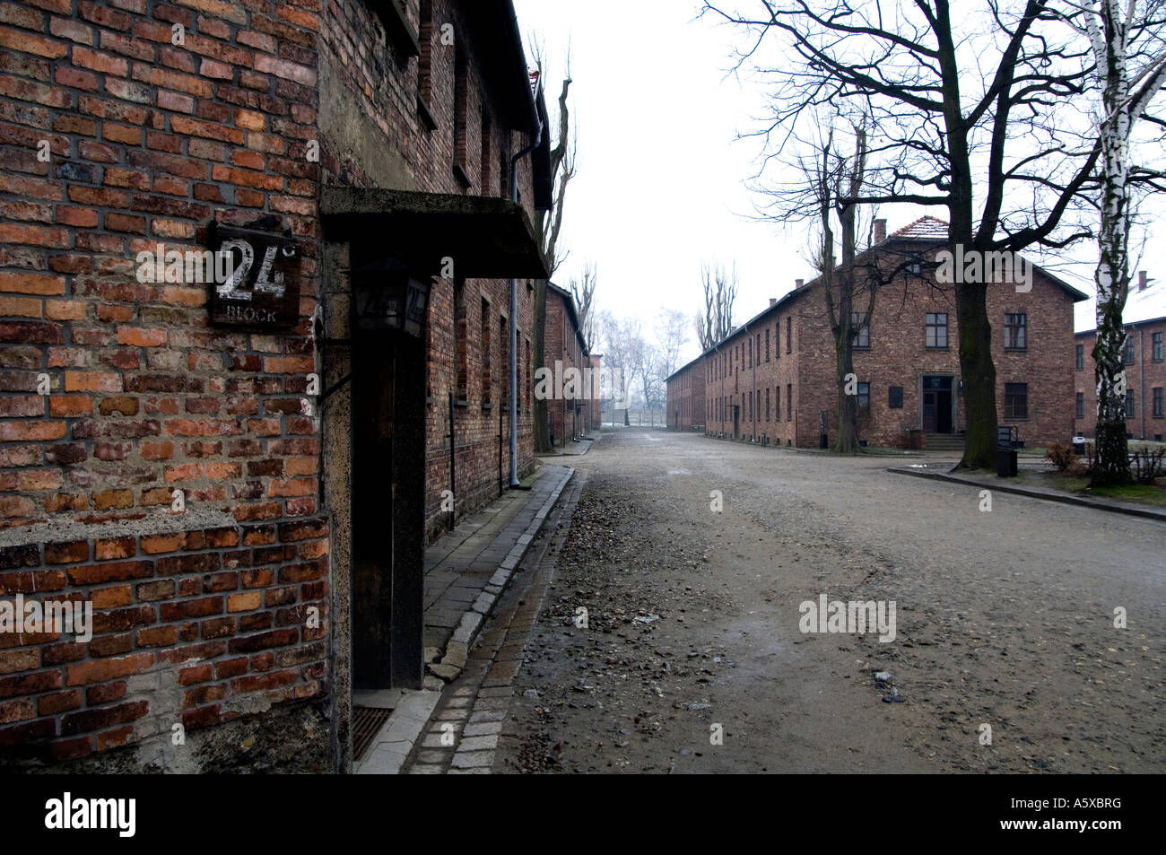 Edifici del campo di concentramento nazista di Auschwitz 1 vicino a Cracovia in Polonia Foto Stock