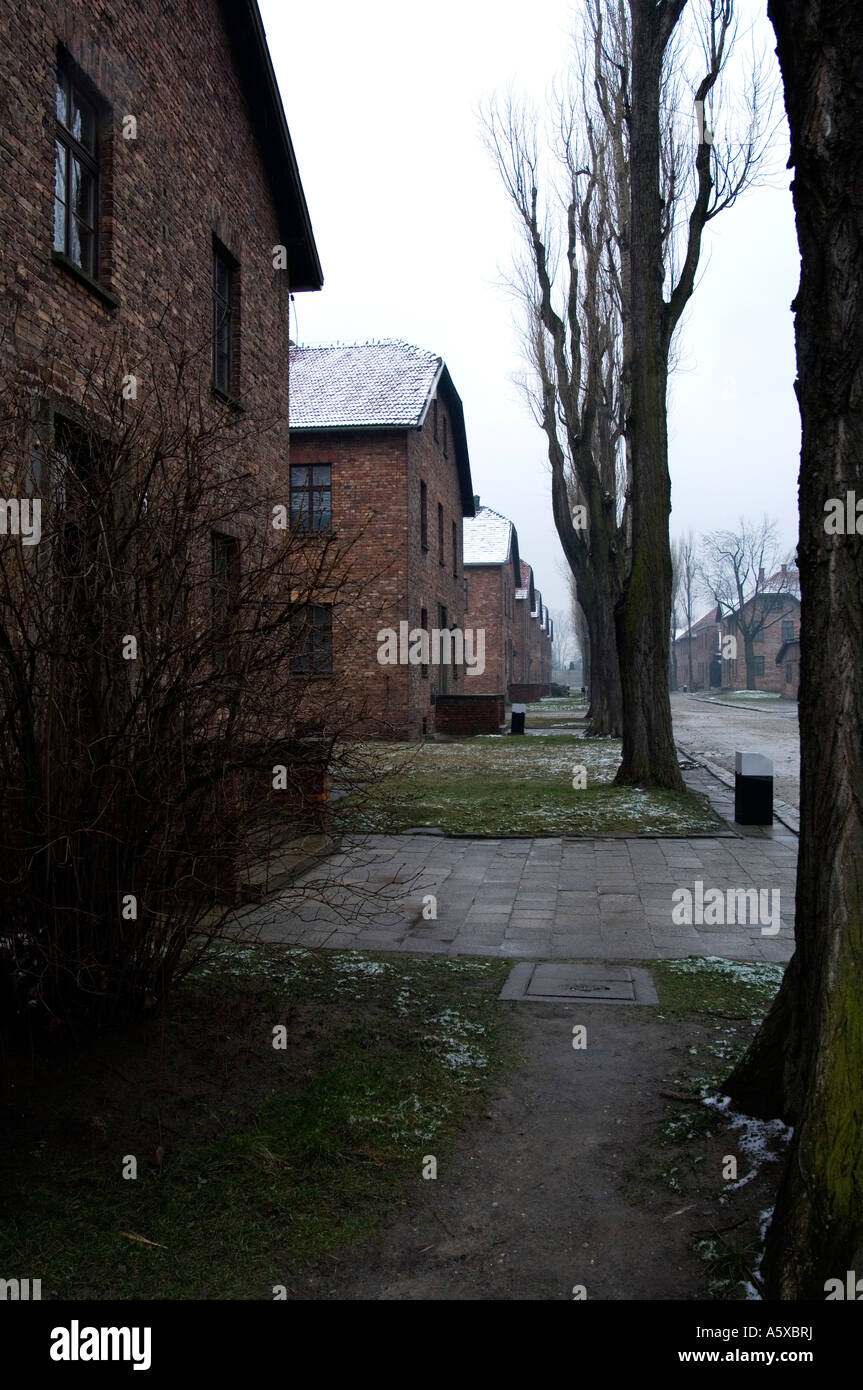 Edifici del campo di concentramento nazista di Auschwitz 1 vicino a Cracovia in Polonia Foto Stock