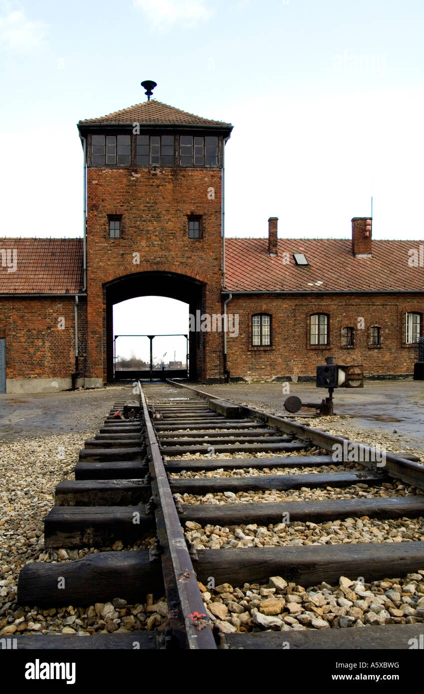 Il campo di concentramento nazista di Auschwitz-Birkenau vicino a Cracovia in Polonia Foto Stock