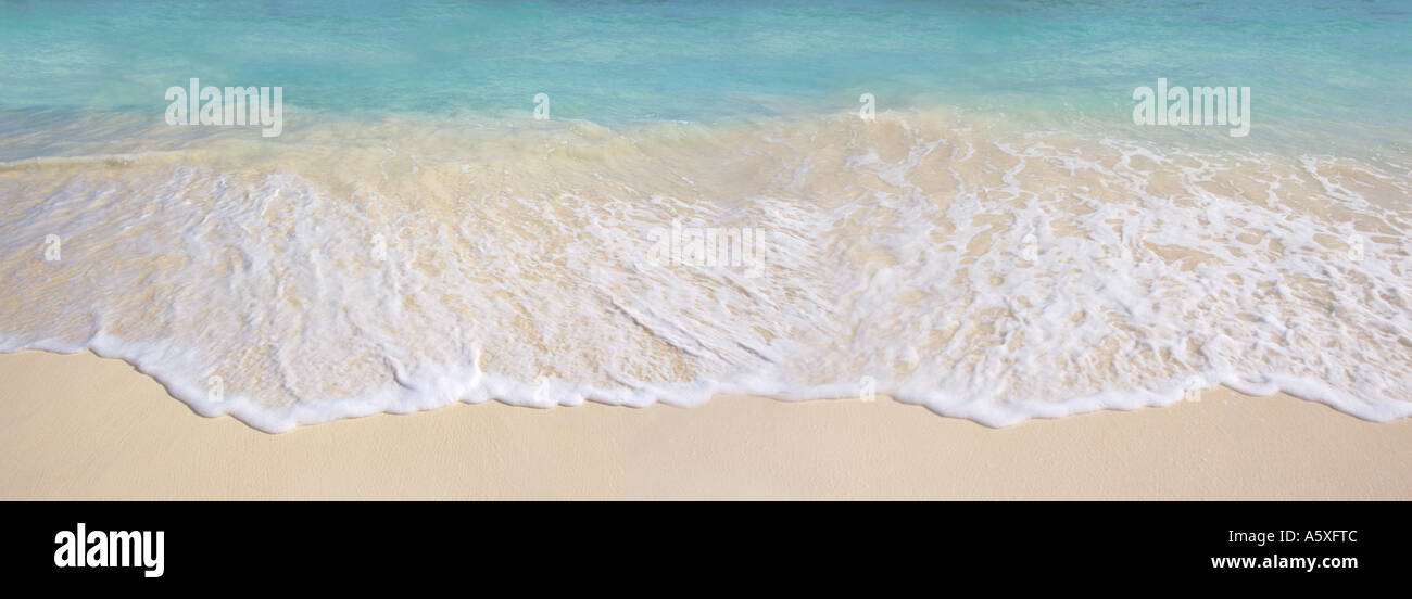 Onde e spiaggia Antigua West Indies Foto Stock