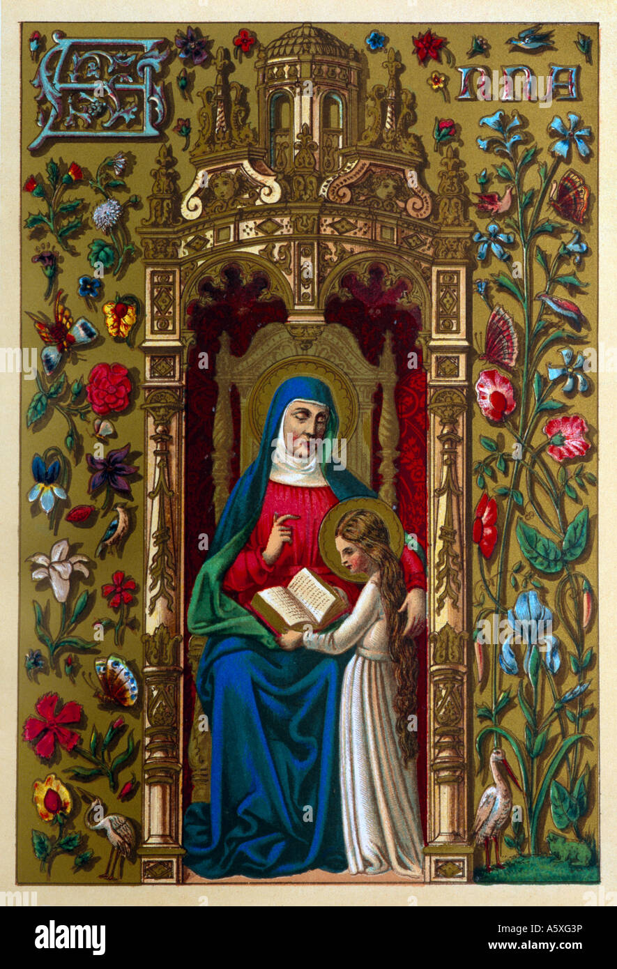 Sant'Anna (madre della Vergine Maria) e la Vergine Maria neonata Foto Stock