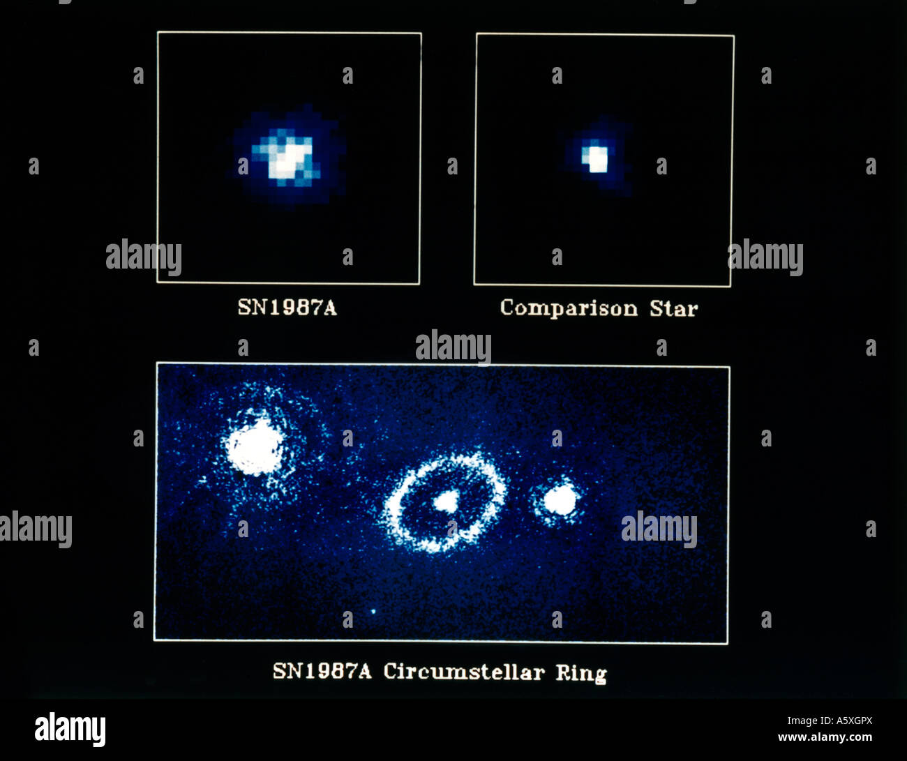 Supernova SN1987A anello Circumstellare da Hubble Space Telescope 23/8/90 Foto Stock