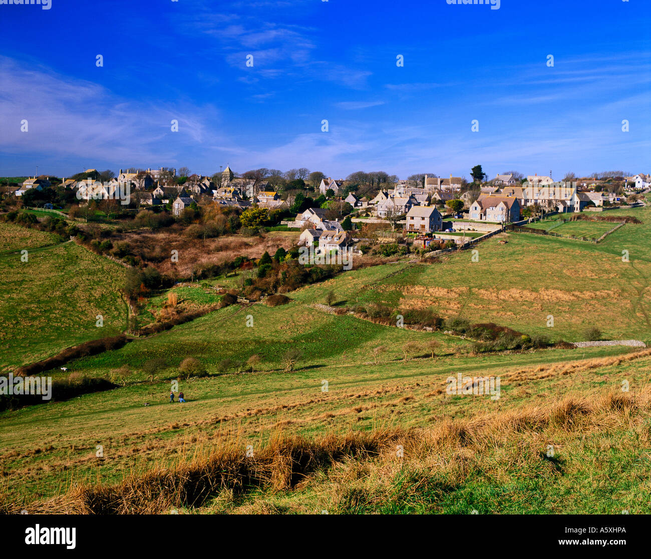 Vista di Worth Matravers Village Purbeck Dorset Regno Unito Foto Stock