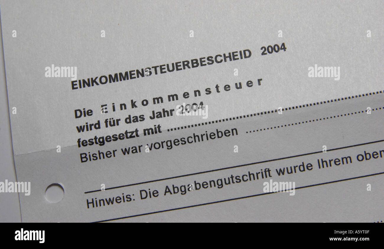Le imposte sul reddito avviso Foto Stock