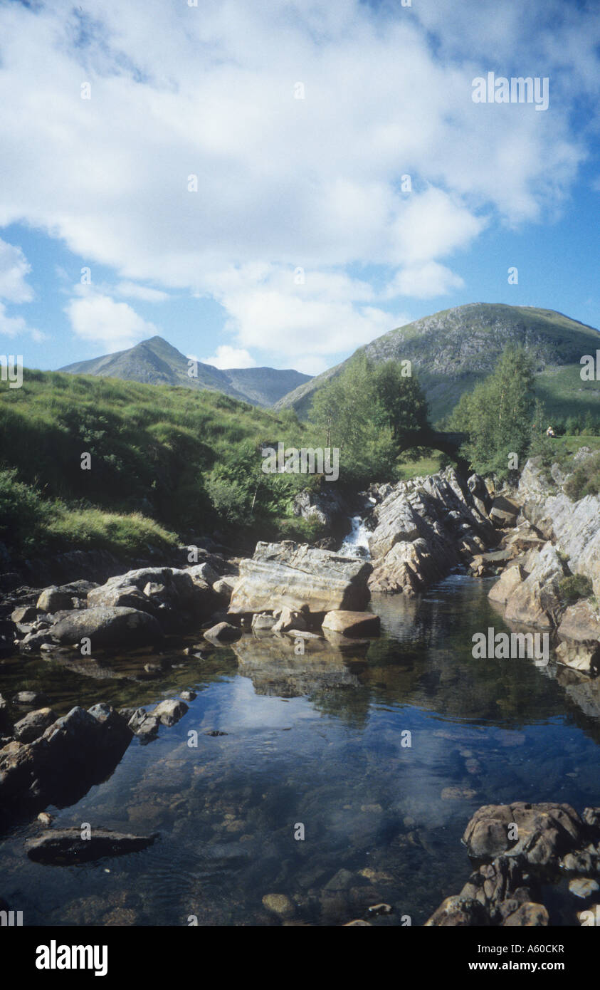 Rannoch Moor & i picchi della Blackmount,visto dalla West Highland Way, Scotland, Regno Unito Foto Stock