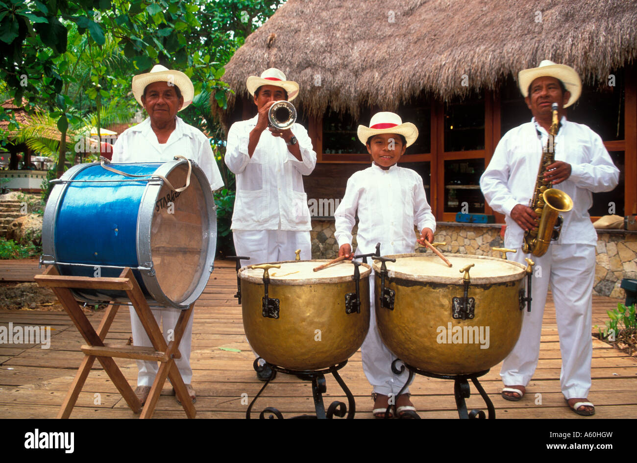 Banda Mariachi Chichen Itza Yucatan Messico America Centrale Foto Stock