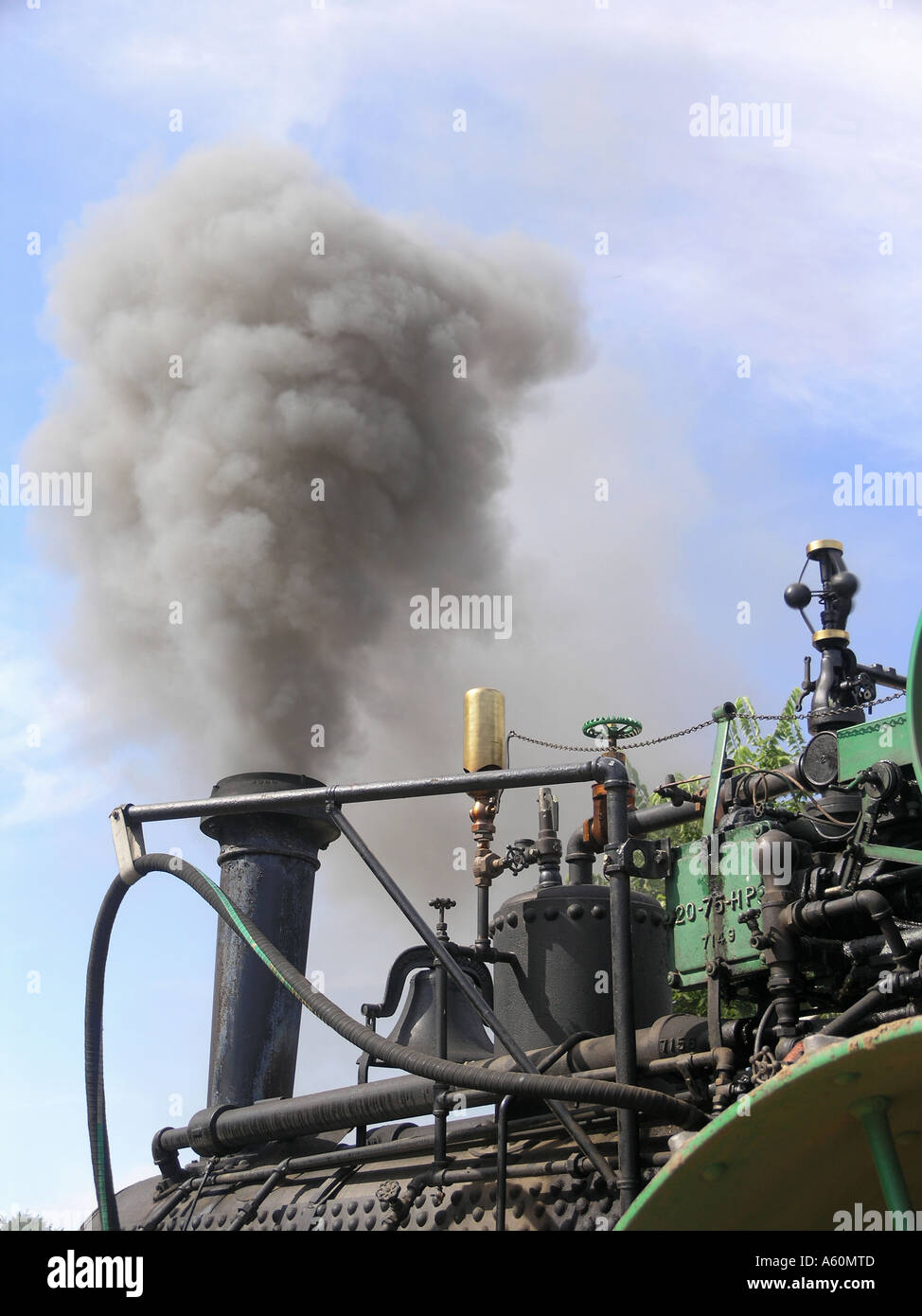 Motore a vapore di fumo Belches Foto Stock