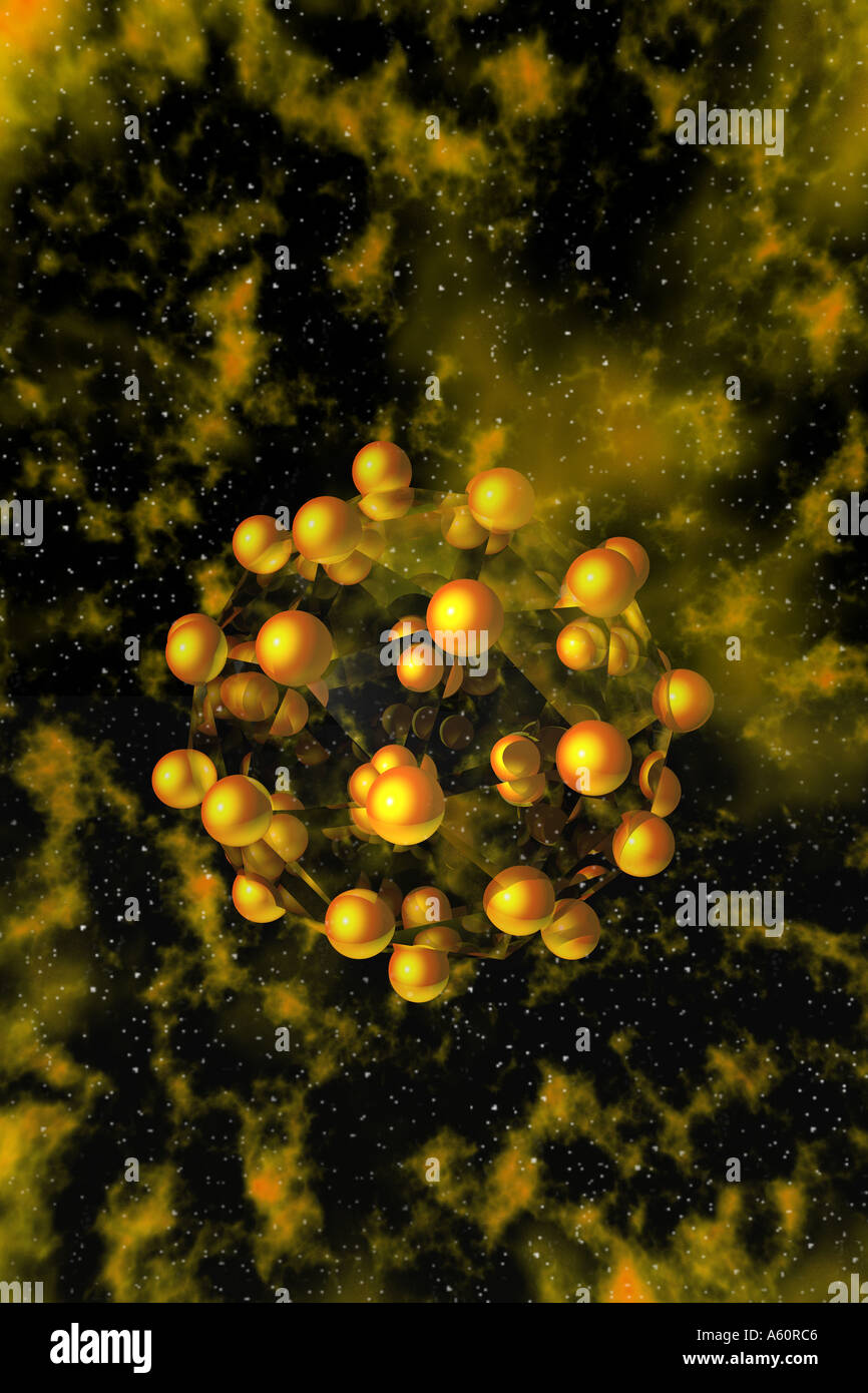 Artista s concetto di un carbonio buckyball Foto Stock