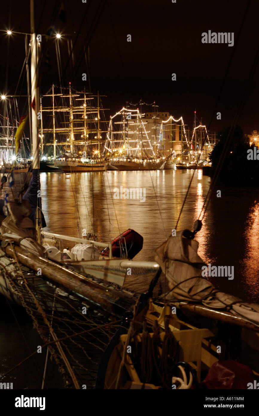 Tall Ships di notte, Newcastle upon Tyne Foto Stock