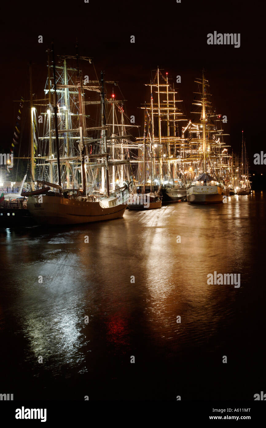 Tall Ships di notte, Newcastle upon Tyne Foto Stock