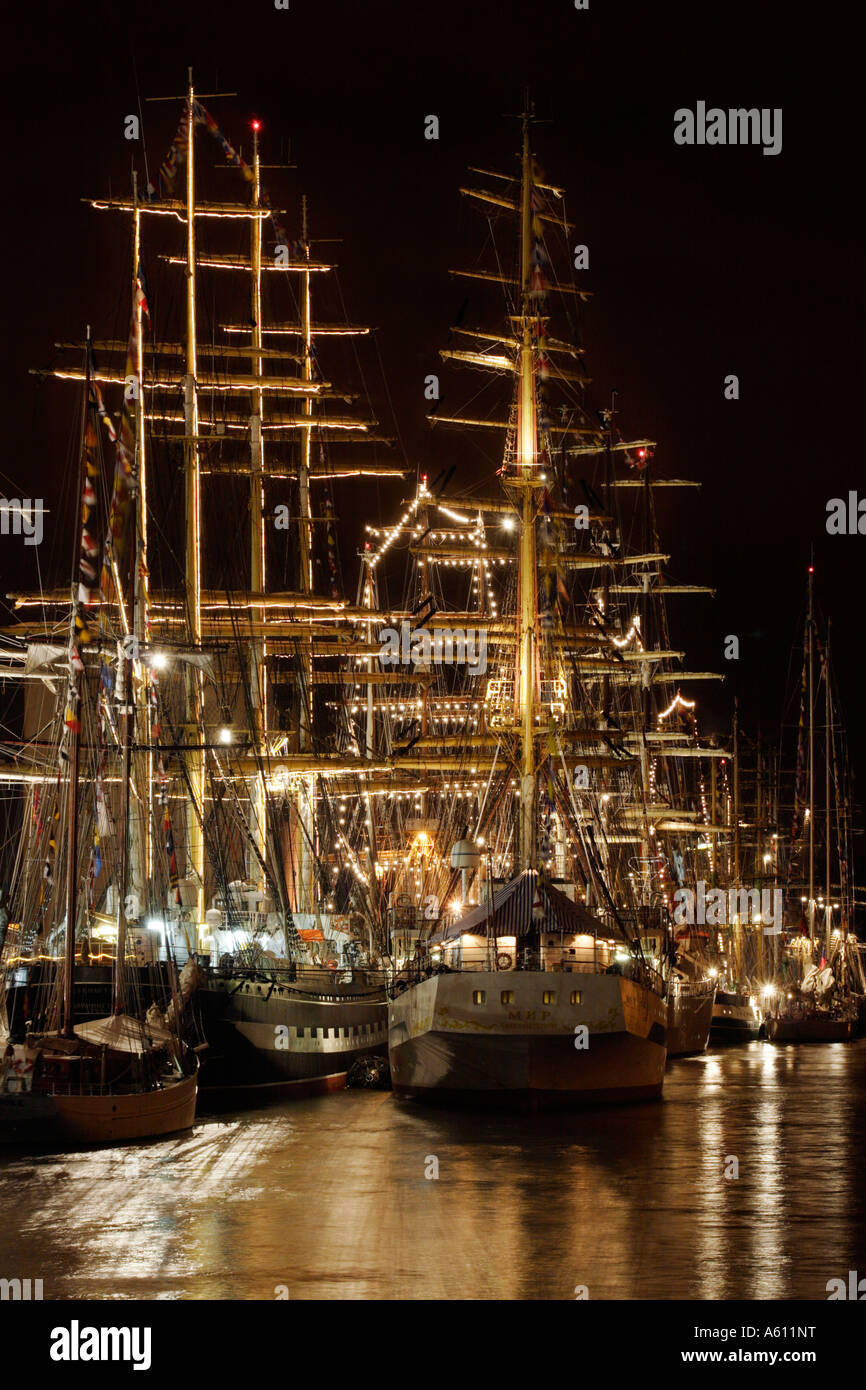 Tall Ships di notte, Newcastle upon Tyne Foto Stock