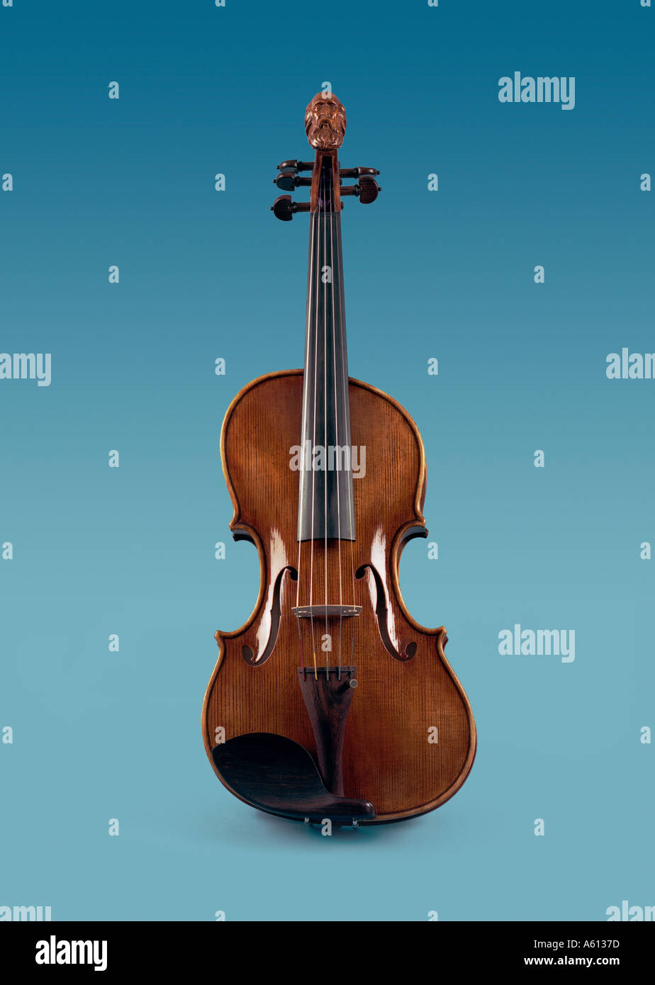 Il violino è ripresa nel lato anteriore Modello unico con cinque stringhe e forma asimmetrica fatto a mano Foto Stock