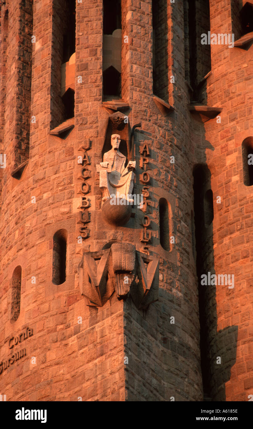 Statua di Giacobbe l Apostolo, La Sagrada Familia di Barcellona, Spagna Foto Stock