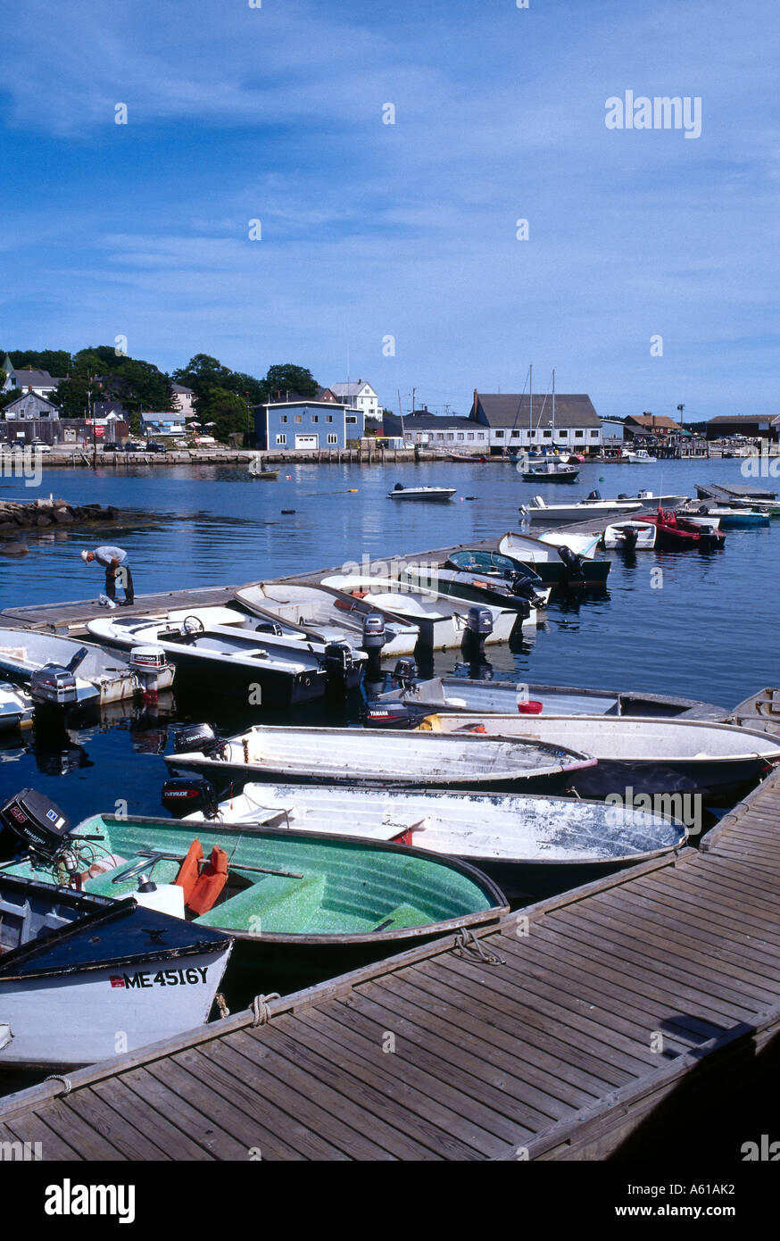 Imbarcazioni al dock, Deer Isle, Stonington, Contea di Hancock, Maine, Stati Uniti d'America Foto Stock