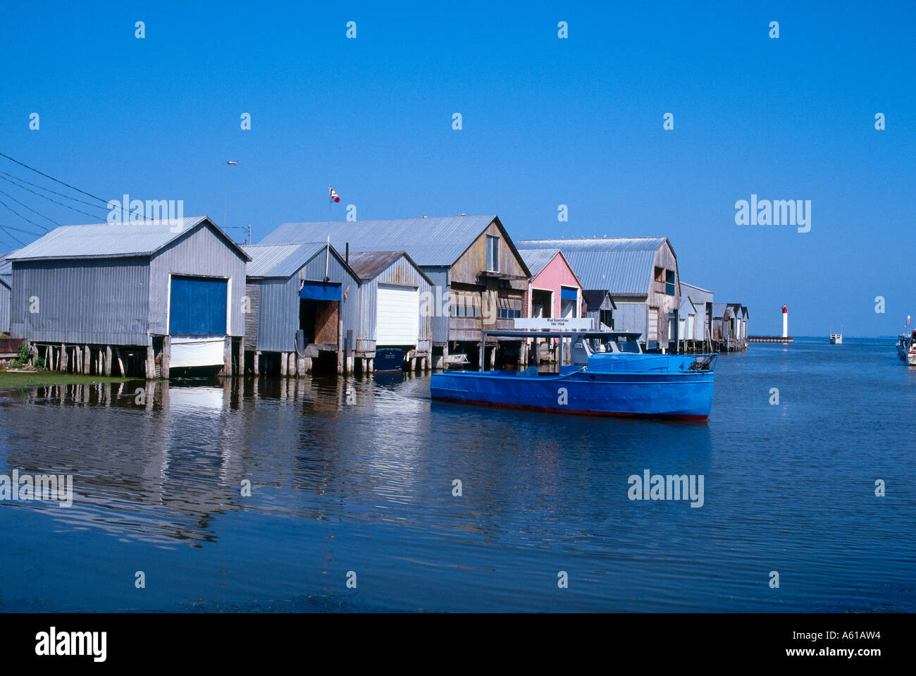 Palafitte a lago, il Lago Erie, Ontario, Canada Foto Stock