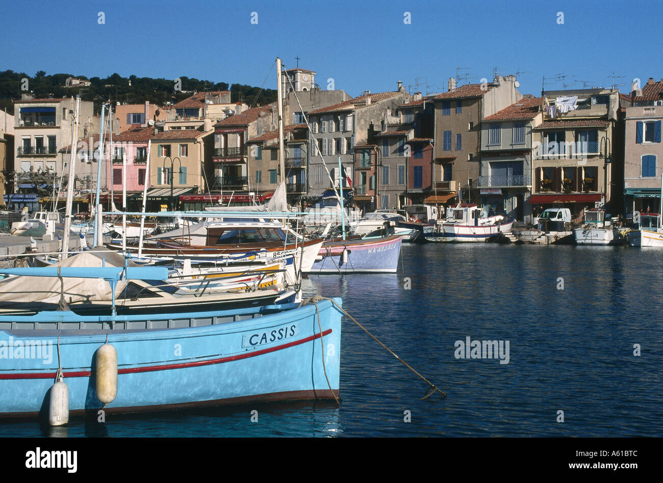 Barche nel porto, Cassis, Provenza, Francia Foto Stock