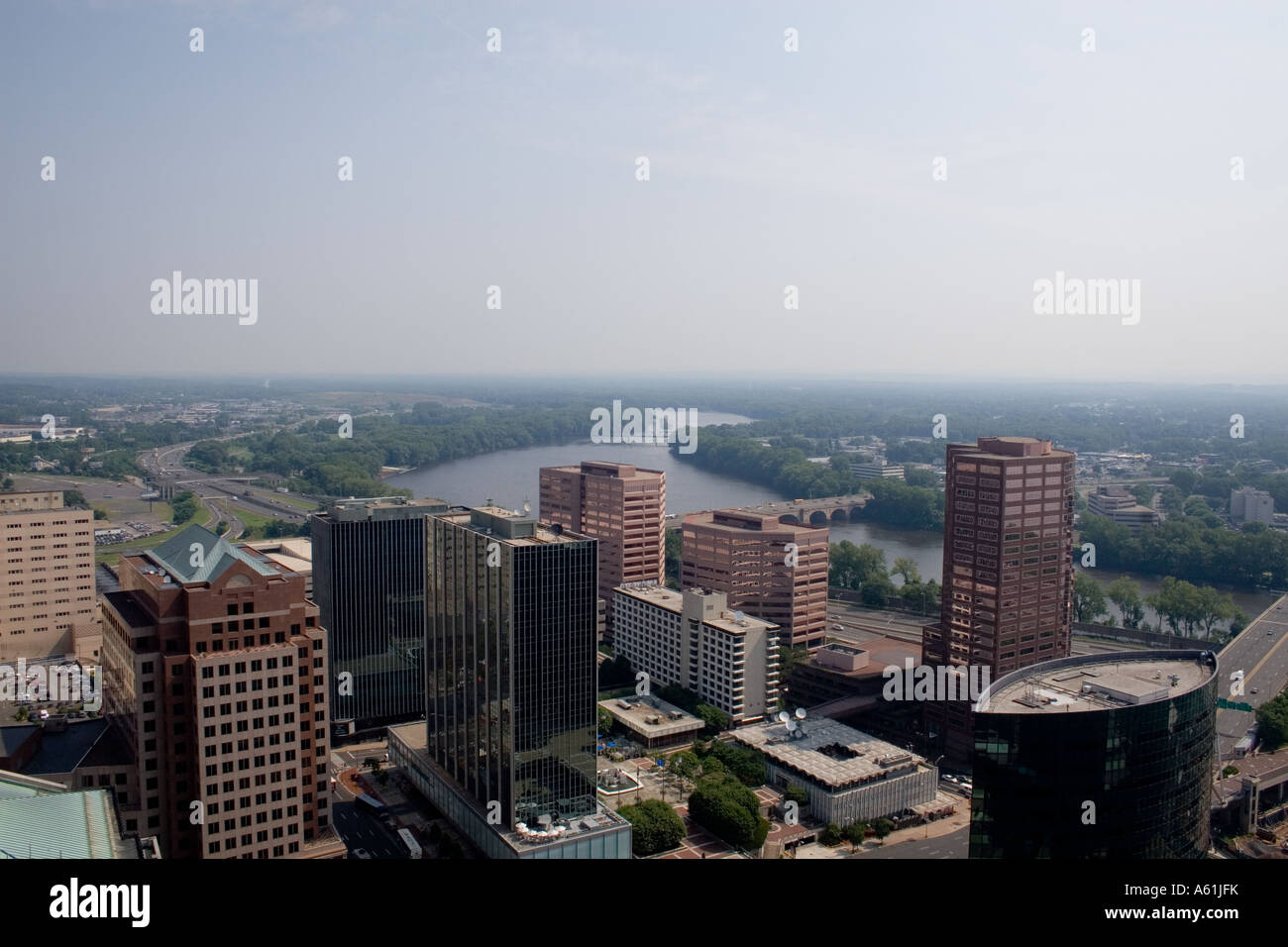 Hartford skyline della città dalla torre alta Foto Stock